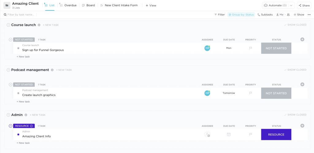 ClickUp for OBMS client folder
